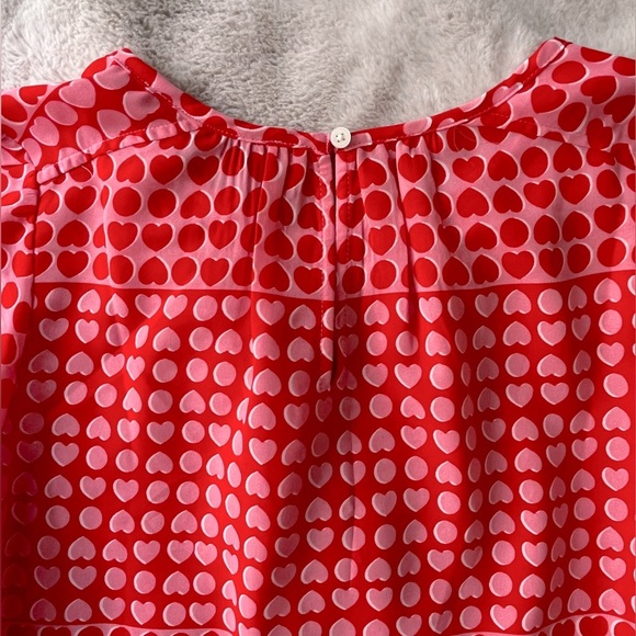 2/$20 ✨NWT LOFT Long Sleeve Pink Red Heart Chiffon Blouse Size S - Picture 6 of 10
